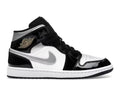 Air Jordan 1 Mid SE Patent Black White Metallic Silver Metallic Gold - catalog main image